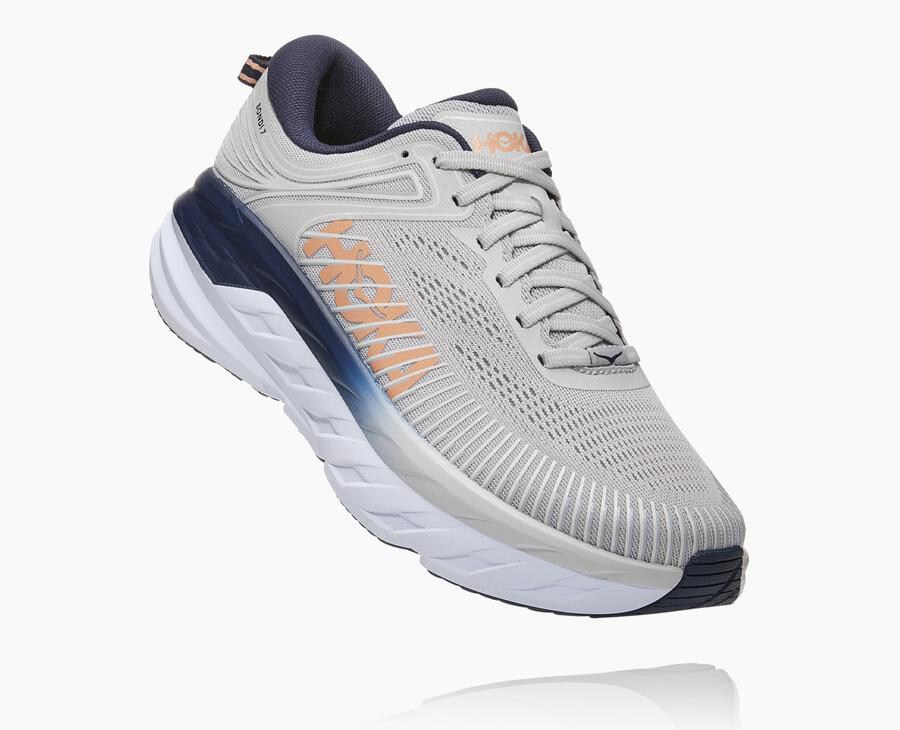 Hoka One One Koşu Ayakkabısı Kadın Gri/Siyah - Bondi 7 - MH6370425